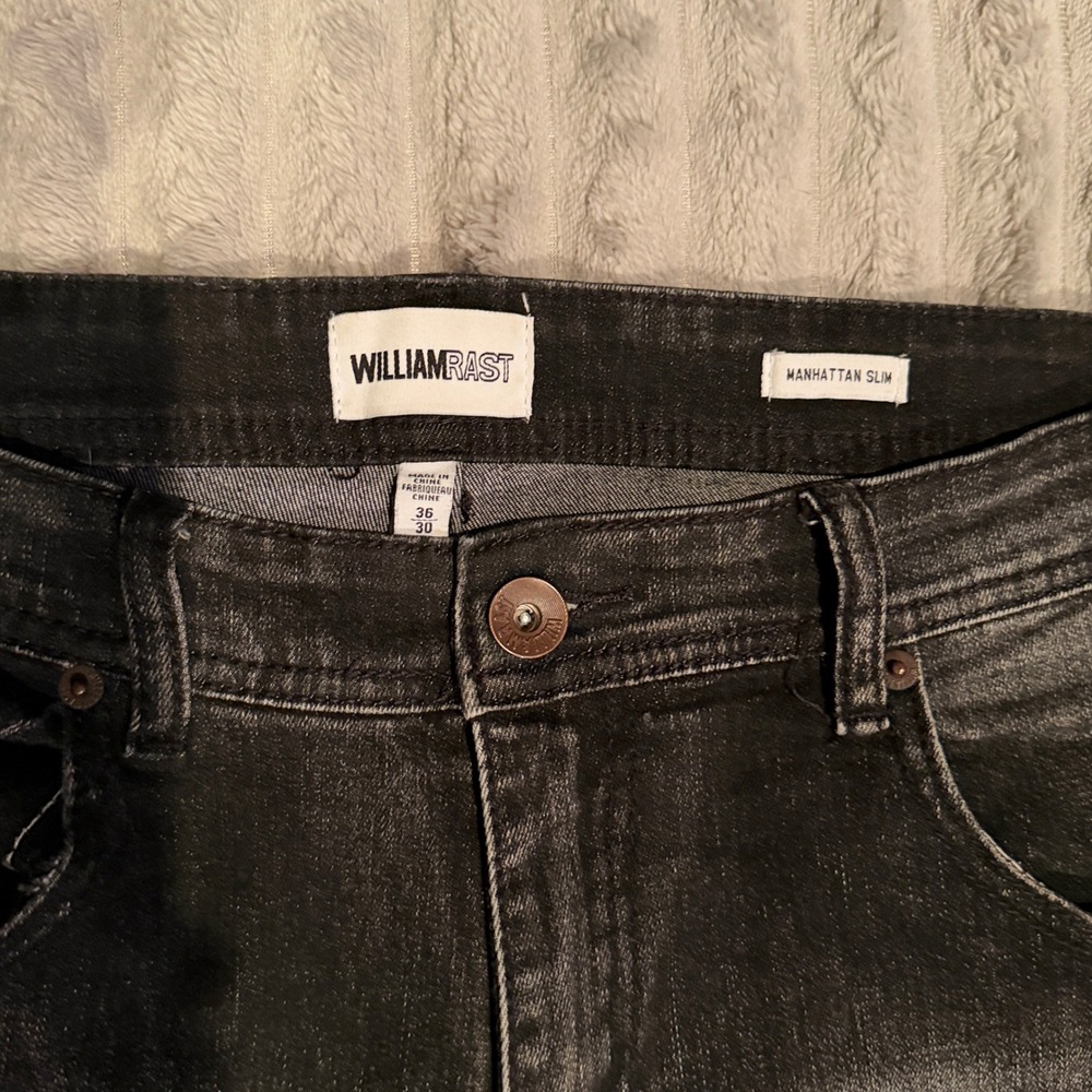 William Rast Manhattan Slim Faded Black Jeans Mens 36x30 Denim Pants - Picture 3 of 8